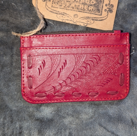 labrado leather Handbags - Labrado Leather - Red / Maroon "Tart" Hand-Tooled Small Coin Purse - NWT